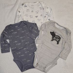 3 Carter's long sleeve onesies 3m